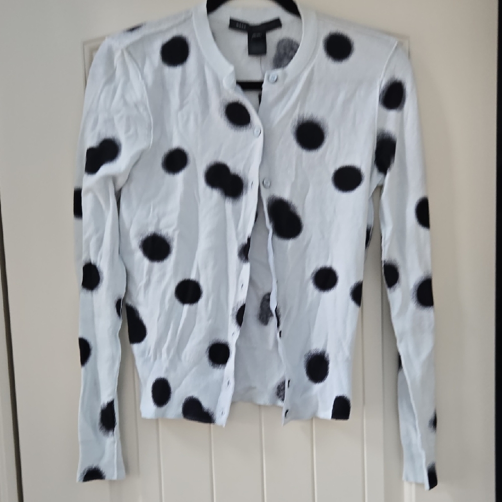 Marc Jacobs White and Black Polka Dot Cardigan